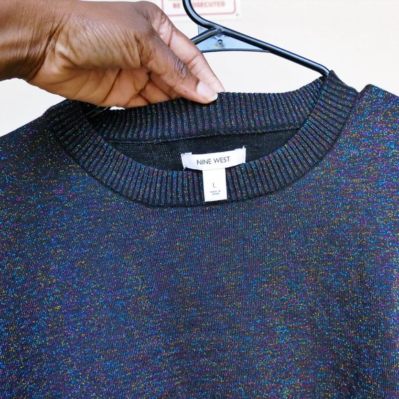 NWT Nine West Multi Sparkle Metallic Sweater - Picture 2 of 9
